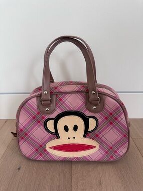 Paul Frank Pink Plaid Mini Satchel with Monkey Face